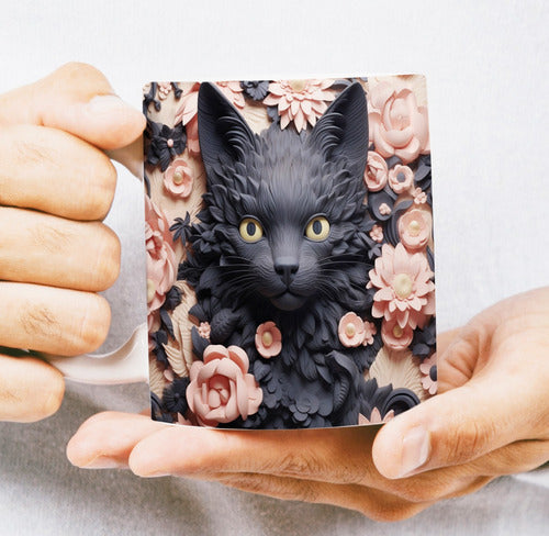 Plantillas 3d Sublimacion Tazas Gato Flores Paisajes #t123 0