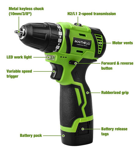 Maitheuo 18V Cordless Drill, Brushless Electric Drill 1