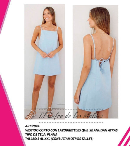 Molde Digital Vestido Con Lazobreteles, Pack Talles S Al Xxl 1