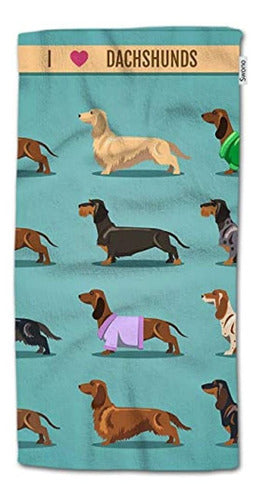 HGOD DESIGNS Hand Towels for Dogs, Cute Dachshund Pattern 4