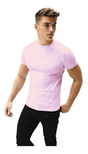 Men's Fitted Elastane T-Shirt - Lisbon Model Pink 5