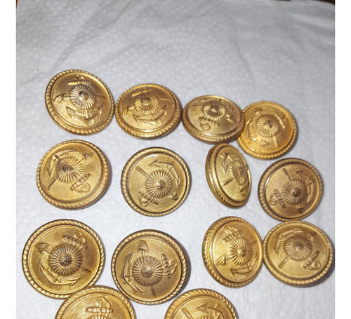 Lote 14 Antiguo Botones Naval Dorado Oro Belwarp U 20 Mm 0