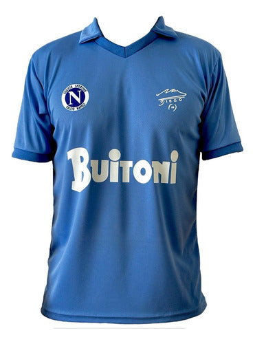 Napoli Buitoni Champion 1985 - 1986 Light Blue Retro T-Shirt 0