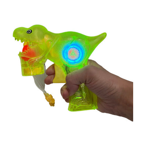 Generic Burbujero Pistola Dinosaurio Transparente C/ Luz En Blister 7