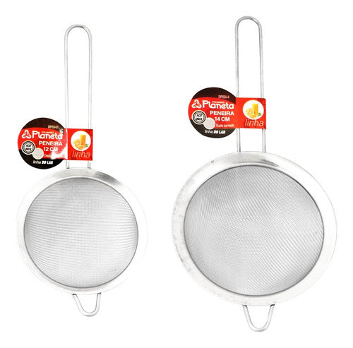 Kit Com 2 Peneiras De Inox Utensílios De Cozinha 12cm E 14cm 0