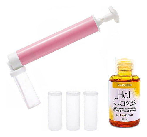 Holi Cakes Liquid Aerograph Colorant Spray Set with 4 Interchangeable Bottles 1