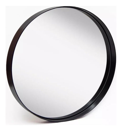 San Francisco Round Mirror PVC Black Frame 50cm Diameter 0