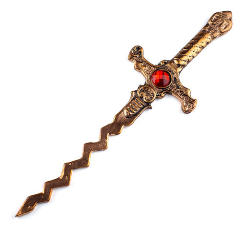 Athame Em Metal Iansa Cobre Velho 16,5 Cm Pedra Vermelha 0