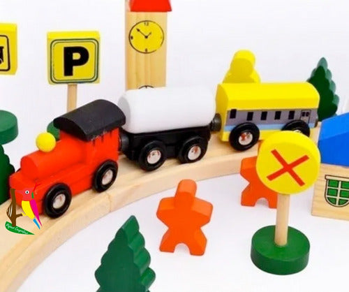 Cubeta Pista Trenes X 48 Madera Didactica Vagones Imantados Niños 0