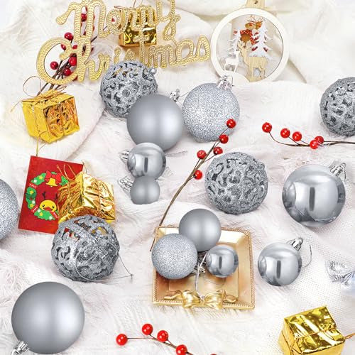102-Piece Silver Christmas Ornaments Set 3