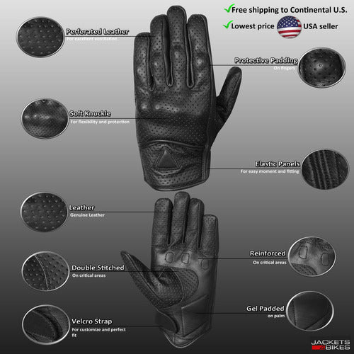 Jackets 4 Bikes Motorcycle Padded Leather Gloves for Men, C 2