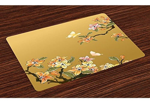 Lunarable Ethnic Washable Placemats Set of 4 Chinese Ink 0