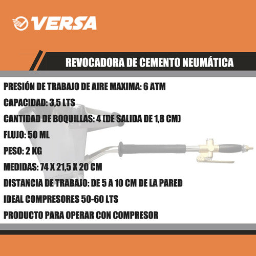 Revocadora De Cemento Neumatica 3,5 L Para Compresor Versa 5