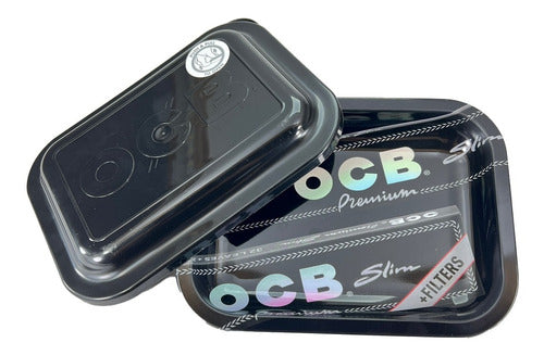 OCB Metal Rolling Tray with Lid 19x14cm - Candyclub 0