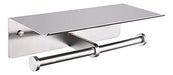 Aplusee Double Toilet Paper Holder with Shelf - Brushed Nickel 0