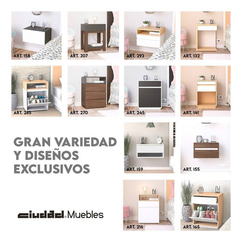 Modern Functional Bedside Table with Drawer and Door by Ciudad Muebles 13