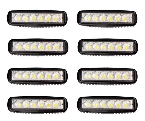 MS Kit 8 Faros Barra 6 Leds Auxiliar Led Camioneta 4x4 0