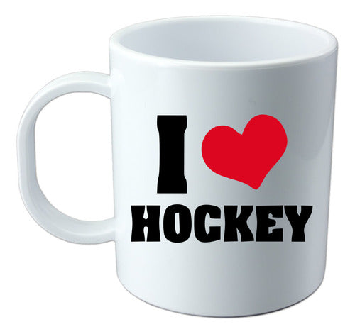 EXXE I Love Hockey White Personalized Sublimated Plastic Mug 0