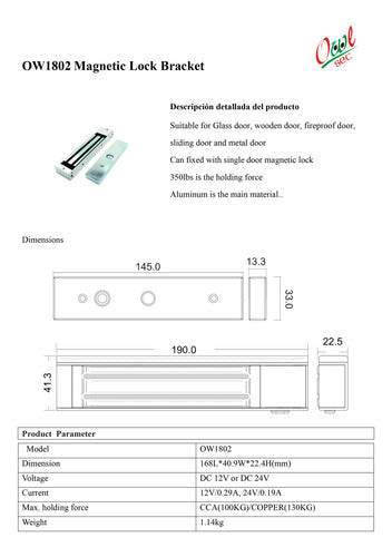 OWL Electromagnetic Lock 180kg 300 Pounds Without LED 1