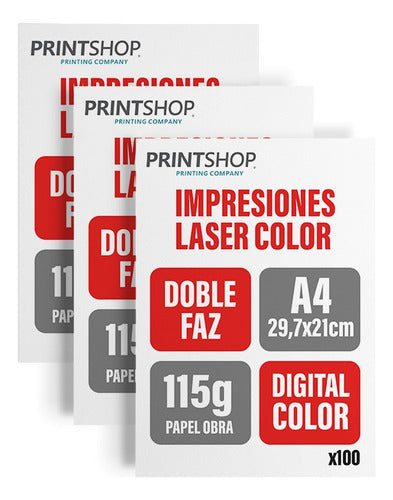 PRINT SHOP Impresiones Bajadas Color Printshop A4 115g X 100 Doble Faz 0