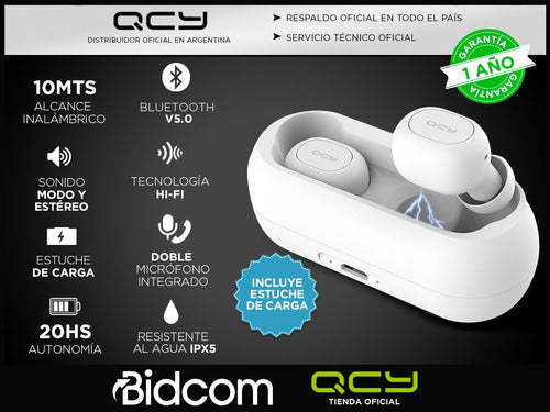 Auriculares In Ear Qcy Inalambrico Bluetooth Con Funda X4 1