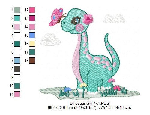 Embroidery Machine Design Matrix Dinosaurs Girl Butterfly 3889 1