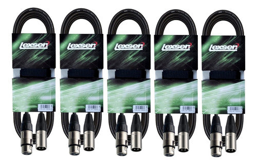 Lexsen Pack of 5 DMX Microphone Cables - Canon 6 Meters 0