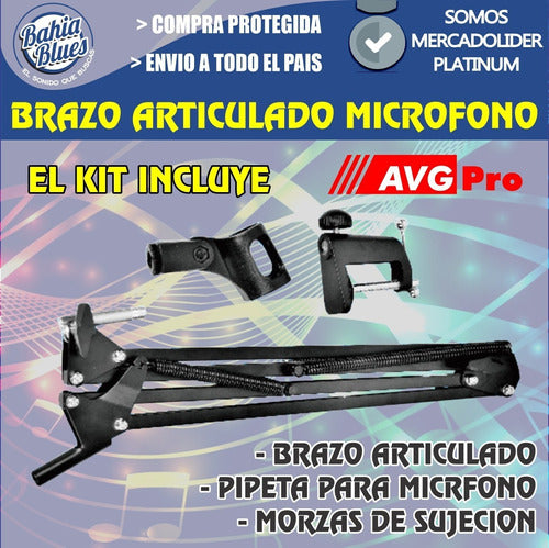 AVG PRO Articulated Microphone Support Bracket for Radio - 270° Rotatable 7