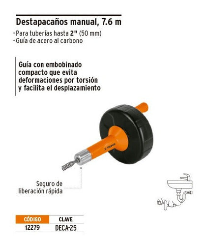 Cinta Destapa Caños 7.6 Metros Truper Deca-25 3