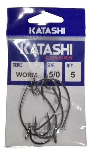 Katashi Tech Worm Offset Hook N 5/0 X5 Ideal Soft Lure Bait 0