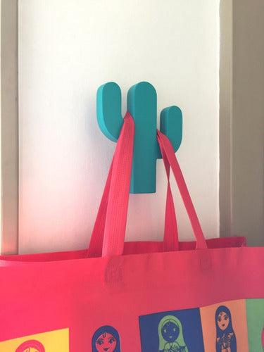 Children's Wall Mounted Cactus Shaped Coat Rack, Lacquered 3