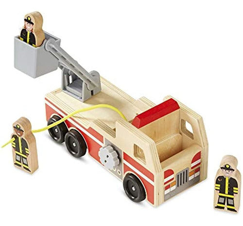 Melissa & Doug Wooden Fire Truck with 3 Firefighter Figures 4