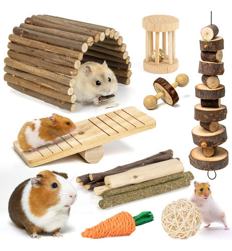 Juguete Natural De Madera Para Hamsters Con Escondite 0