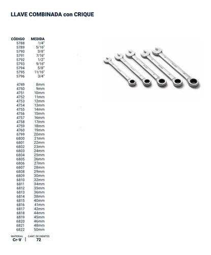 Bremen Combination Ratchet Wrench 22 Mm Professional 72 Teeth Cod. 6801 Dgm 1