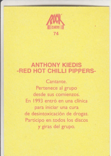 Anthony Kiedis De Red Hot Chili Peppers Tarjeta Rock Cards 1