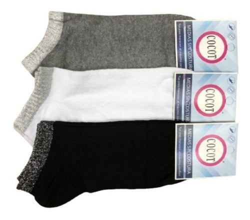 Cocot Women's Pack of 9 Short Cotton Socks with Lurex Cuff 3314 0
