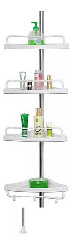 Generic Adjustable Corner Bathroom Organizer with 4 Shelves and Towel Rack 1