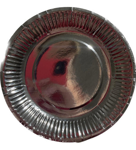 Generic Metallic Round Disposable Paper Plates - Pack of 10 2