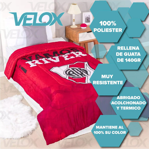 Tienda Velox Acolchado River Plate Invierno Oficial Premium 1 1/2 Plaza 1