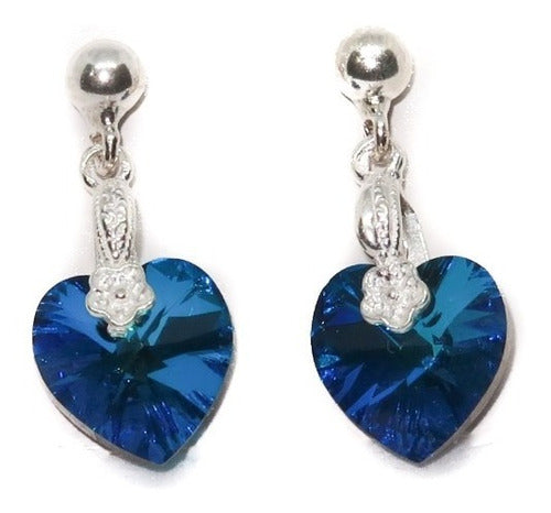 RF Store 10mm Heart Earrings - Crystal - 925 Silver - Drop Style 0