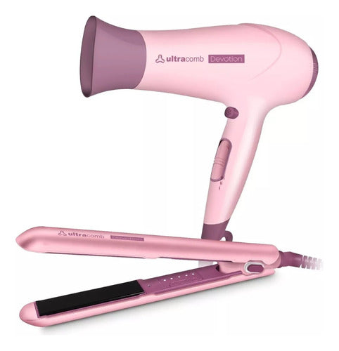 Planchita De Pelo + Secador Combo Profesional Alisador 2200w 0