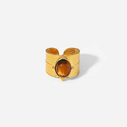 Rose.MVD Tiger Eye Steel Ring 0