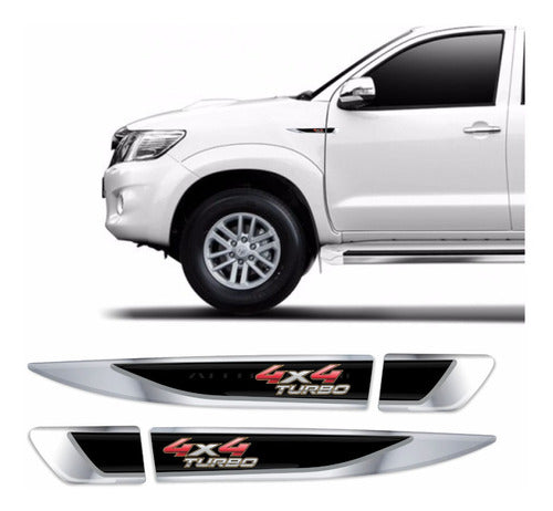 Par Adesivos Lateral Hilux 4x4 Resinado Cromado Res09 Fgc 0