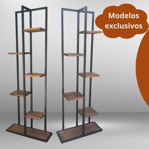 Alcapo Producciones Industrial-Style Iron and Wood Shelf 1