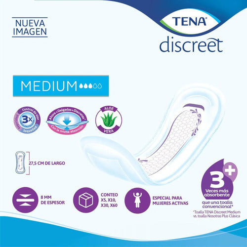 Tena Discreet Medium Hygiene Towels 30 Units 3