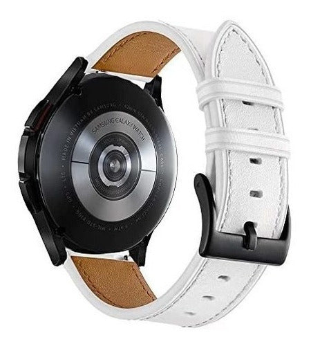 EL-BAZAR Malla De Cuero Samsung Galaxy Watch 4 Band 40mm 44mm Blanca 1