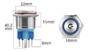 Metal Retention Push Button with Logo 22mm LED 12V Blue 5