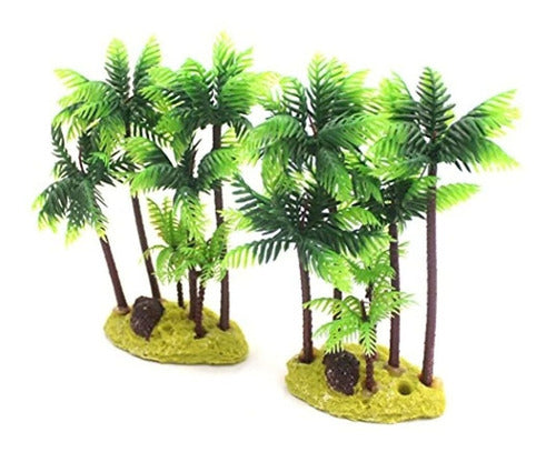 M2cbridge Set of 2 Plastic Coconut Tree Palm Plants for Fish Tank 3