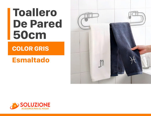 Soluzione Organizador Toallero De Baño 50cm Acero Gris Sanitarios 1