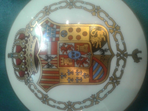 Antigua Polvera Cuenco Porcelana Escudo España Spain Blason 0